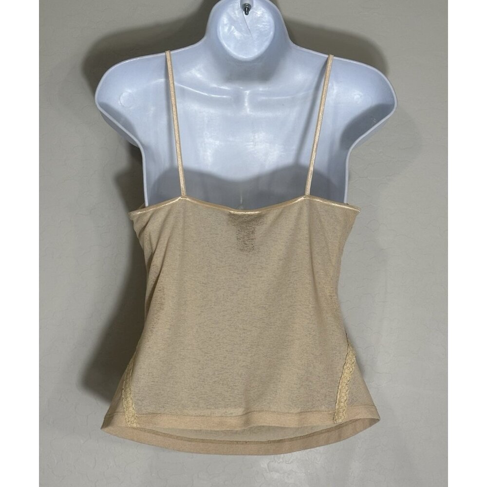 VTG Y2K Babydoll Tank Top V Neck Fairy Sheer Lace Whimsigoth Milkmaid Cream M - Picture 5 of 7